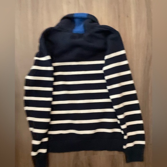 Nautica Boys Blue and White Striped Shawl Collar Sweater size L - Picture 2 of 6